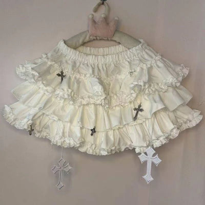 Saia xadrez fofa japonesa Y2K com babados, saia punk rock subcultura bolo, estilo japonês preppy casual, nova saia feminina 2025