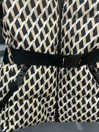 Casacos femininos de inverno com capuz, cintura alta, acolchoados, esportivos, parkas, com cinto, elegantes, grossos, quentes, à prova de vento, jaquetas de esqui