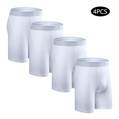 4 peças boxers longos para homens roupa íntima plus size calcinhas masculinas sexy pernas longas cuecas de algodão boxer masculino moda masculina tronco