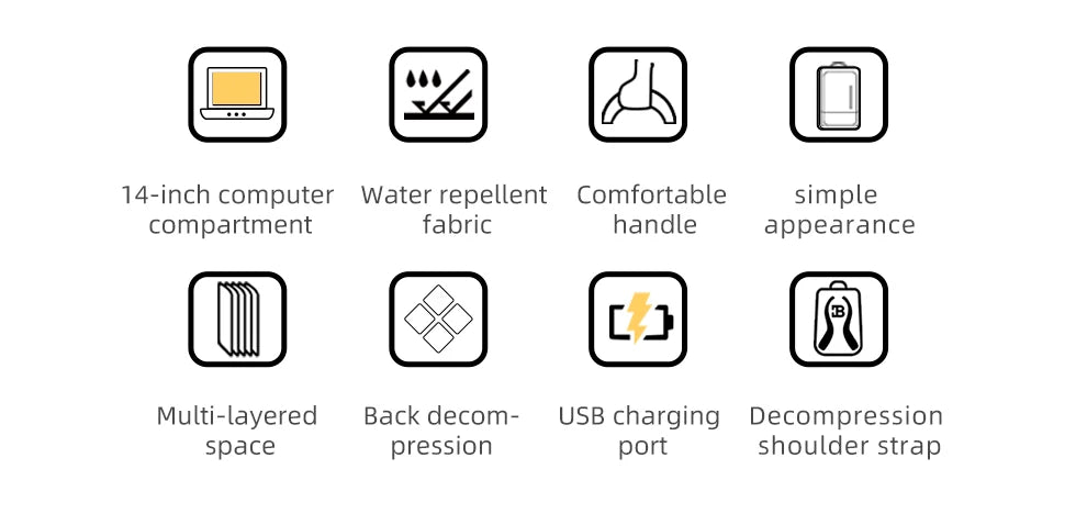 Mochila Heroic Knight para laptop de 14" Mochila fina masculina multifuncional para negócios, à prova d'água, com carregamento USB, mochila de viagem para trabalho