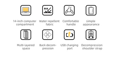 Mochila Heroic Knight para laptop de 14" Mochila fina masculina multifuncional para negócios, à prova d'água, com carregamento USB, mochila de viagem para trabalho