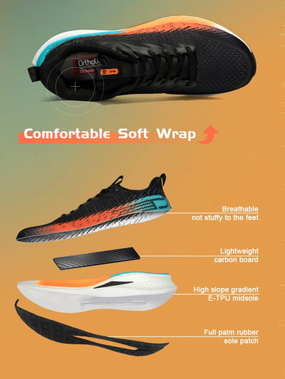 Tênis esportivos masculinos Baasploa para corrida, com placa de carbono, com amortecimento profissional, respirável e antiderrapante para corrida ao ar livre