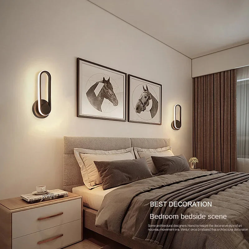 Luminária de parede LED giratória moderna para corredor, escada, quarto, cabeceira, sala de jantar, varanda, iluminação interna, arandela