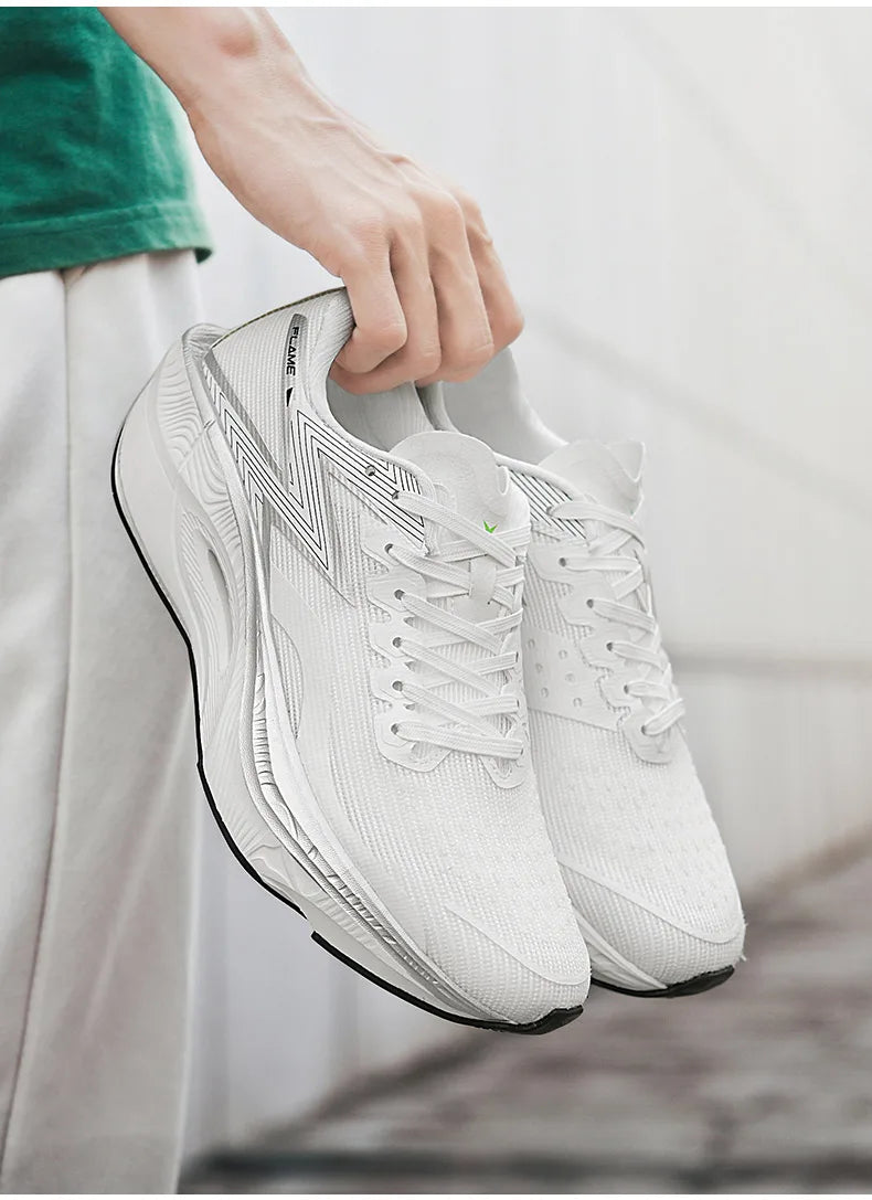 Tênis de corrida esportivos masculinos com almofada de ar de carbono para maratona, respirável, leve e feminino, tênis esportivos confortáveis e antiderrapantes