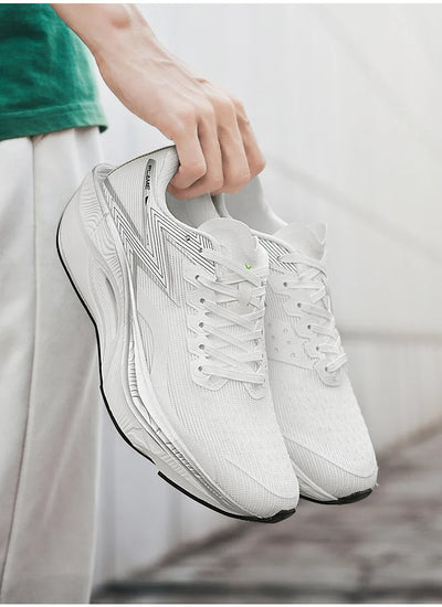 Tênis de corrida esportivos masculinos com almofada de ar de carbono para maratona, respirável, leve e feminino, tênis esportivos confortáveis e antiderrapantes