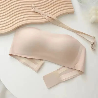 Sutiã sem costura sexy, sutiã invisível sem alças, roupa íntima feminina fina, antiderrapante, push up, lingerie feminina sem fio