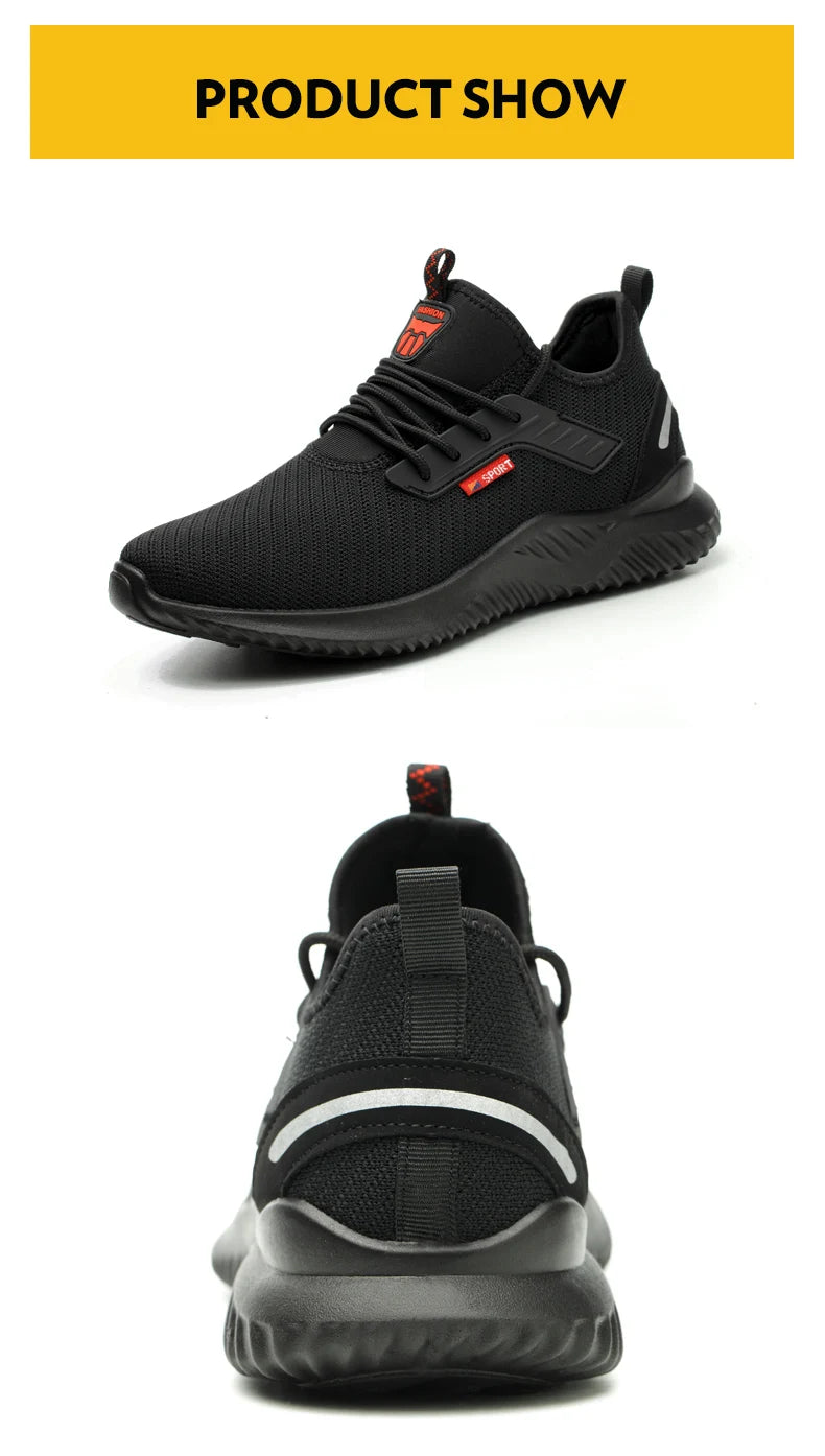 Tênis de trabalho com biqueira de aço, calçados de segurança masculinos à prova de furos, botas de trabalho da moda, calçados indestrutíveis de segurança
