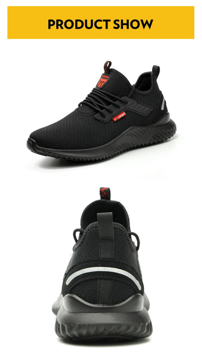 Tênis de trabalho com biqueira de aço, calçados de segurança masculinos à prova de furos, botas de trabalho da moda, calçados indestrutíveis de segurança