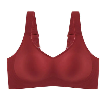 Sutiã push-up feminino de tamanho grande e suporte macio, sem costura, peça única, sem aro, esportivo fino e ajustável