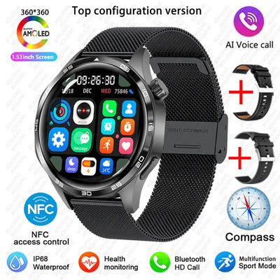 Para Huawei GT5 PRO Smart Watch Men Watch 4 Pro versão atualizada Tela AMOLED HD Bluetooth Chamada GPS NFC Frequência cardíaca SmartWatches