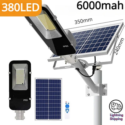 Luz solar potente de 200 W, luz de rua solar externa, 6000 mAh, à prova d'água, automática, do anoitecer ao amanhecer, para garagem e jardim
