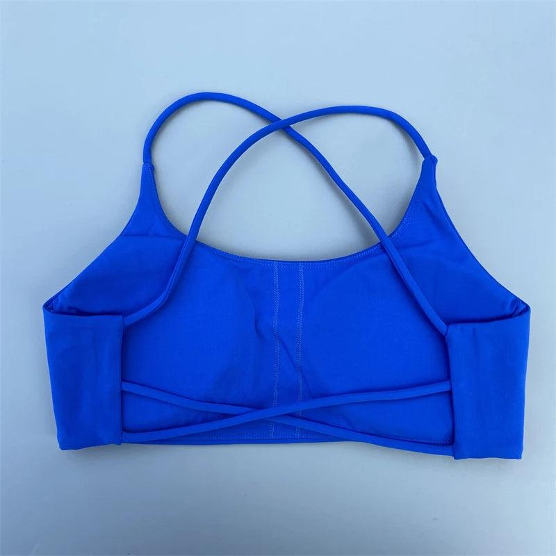 Sutiã esportivo feminino sexy com alças cruzadas nas costas, sutiã fitness de alto impacto para academia, ioga, treino, top curto, colete push up, roupa íntima para corrida