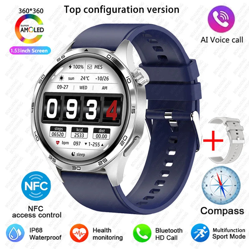 Para Huawei GT5 PRO Smart Watch Men Watch 4 Pro versão atualizada Tela AMOLED HD Bluetooth Chamada GPS NFC Frequência cardíaca SmartWatches