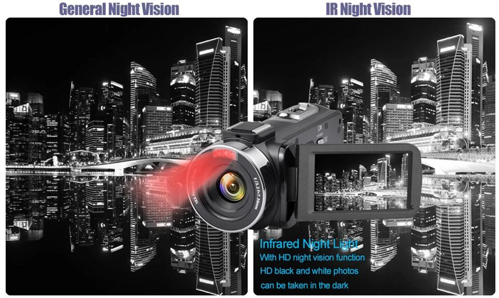 Câmera de vídeo 8K, tela LCD sensível ao toque de 3 polegadas, 60 FPS/64 MP, zoom digital de 18x, gravadora Ultra HD, Wi-Fi, filmadora portátil