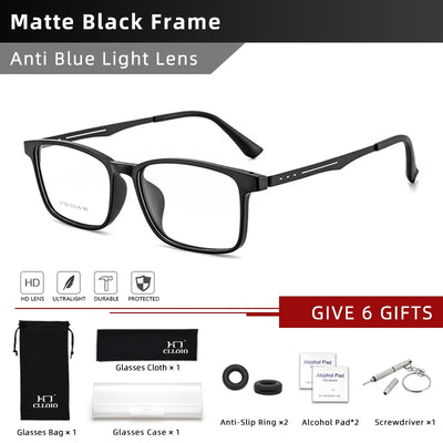 Óculos de leitura CLLOIO UltraLight de alta qualidade em titânio puro, anti-raios azuis, para miopia e hipermetropia, óculos de grau