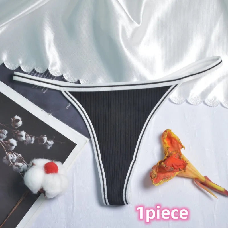 Calcinha feminina de algodão, fio dental sexy, sem costura, invisível, cintura baixa, confortável, cor sólida, fio dental