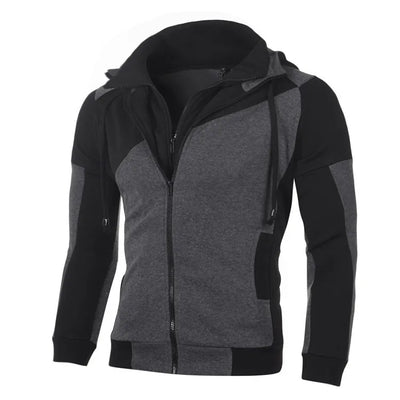 Jaquetas masculinas com zíper 2023, outono inverno, casacos casuais de lã, jaqueta bomber, gola cachecol, moda, com capuz, vestuário masculino slim fit, com capuz