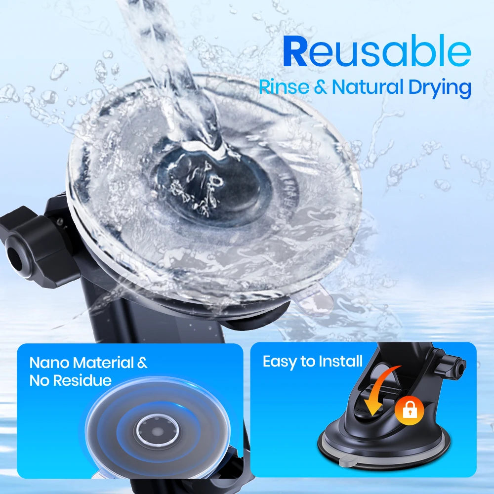 Suporte magnético para celular TOPK Mag-Safe para carro, para-brisa e painel [forte sucção] Braço longo ajustável para celulares