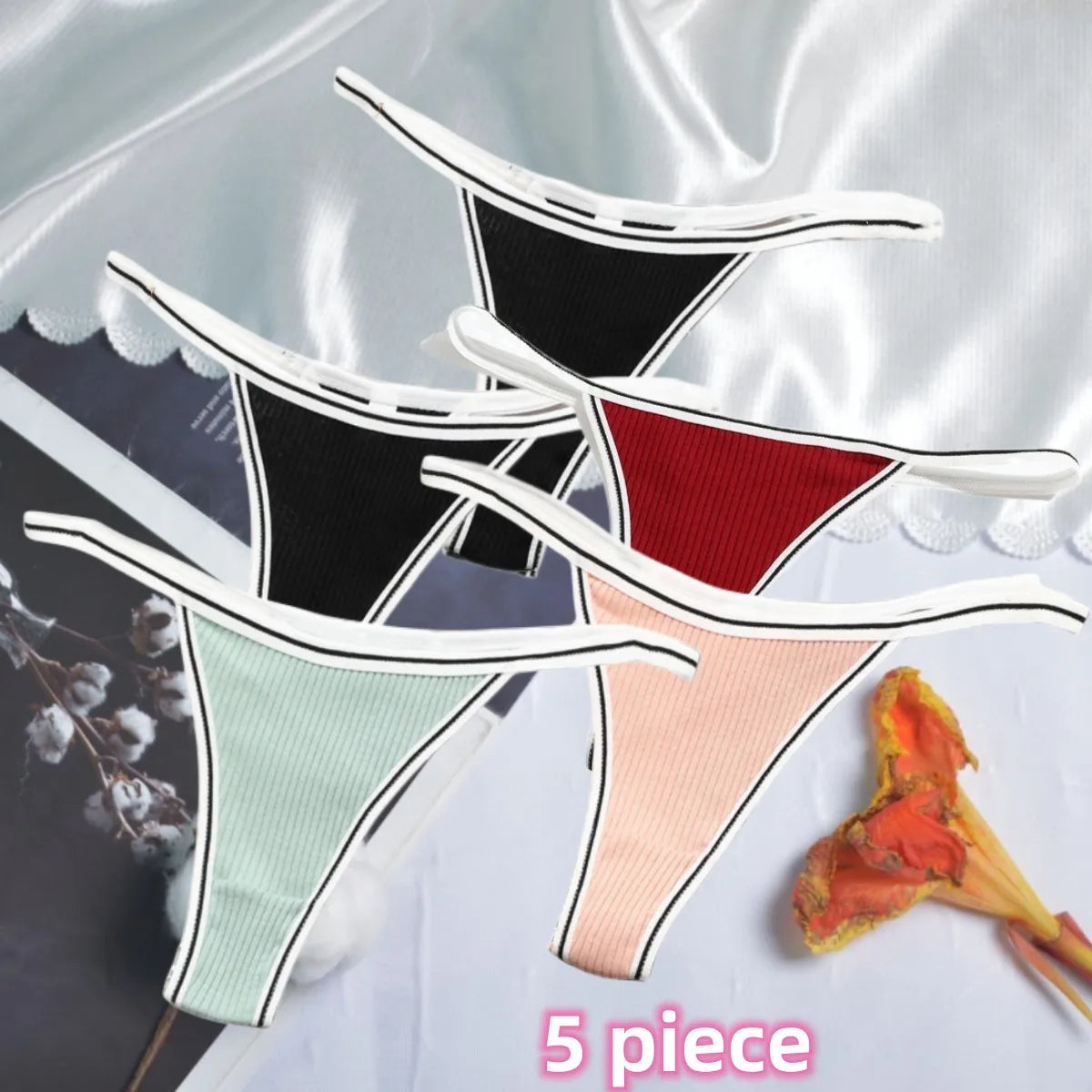 Calcinha feminina de algodão, fio dental sexy, sem costura, invisível, cintura baixa, confortável, cor sólida, fio dental