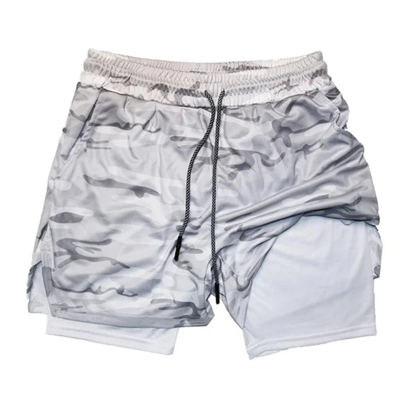 Shorts masculinos com vários bolsos, shorts fitness casuais para praia, esportivos, forrados, skinny, estilo cotidiano, malha camuflada, shorts para corrida