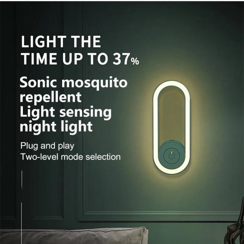 Repelente ultrassônico de mosquitos, luz noturna LED, mata insetos, lâmpada noturna elétrica para ambientes internos e externos, armadilha para moscas, captura de insetos, mata insetos