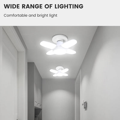 Lâmpada LED dobrável E27 de 28 W com ventilador AC220 V/110 V, 40 lâmpadas de deformação para iluminação de teto residencial, armazém e garagem, luz branca, lâmpada 6500 K