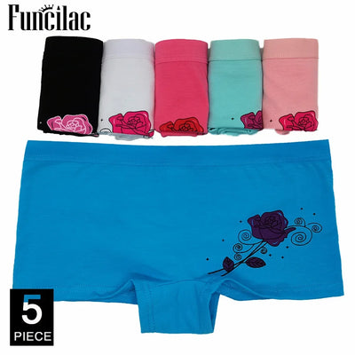Calcinha boxer de algodão feminina, roupa íntima de segurança, calcinha feminina estampada, lingerie feminina, íntima, 5 peças/lote