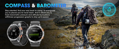 Relógio inteligente LIGE GPS premium, novo, altímetro, barômetro, tela AMOLED, GPS e bússola integrados, relógio inteligente esportivo militar masculino