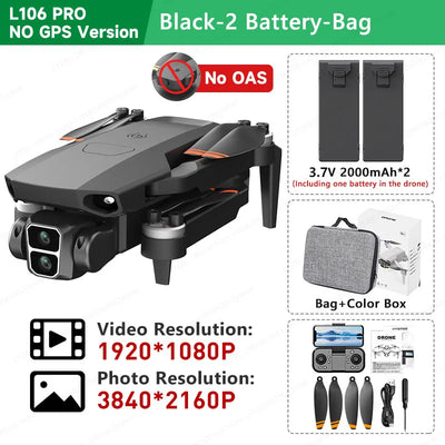 LYZRC L106 / L106MAX HD Câmera Dupla Comutação Motor Brushless RC Drone Dobrável Mini Wifi 2.4GHz 360° Helicóptero OAS Inteligente