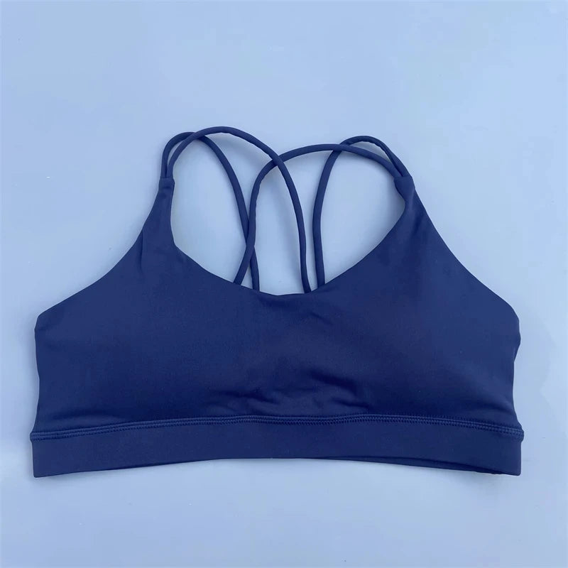 Sutiã fitness feminino de alta resistência e cor sólida, top esportivo justo, treinamento abrangente, academia, ioga, roupa íntima justa com bojo