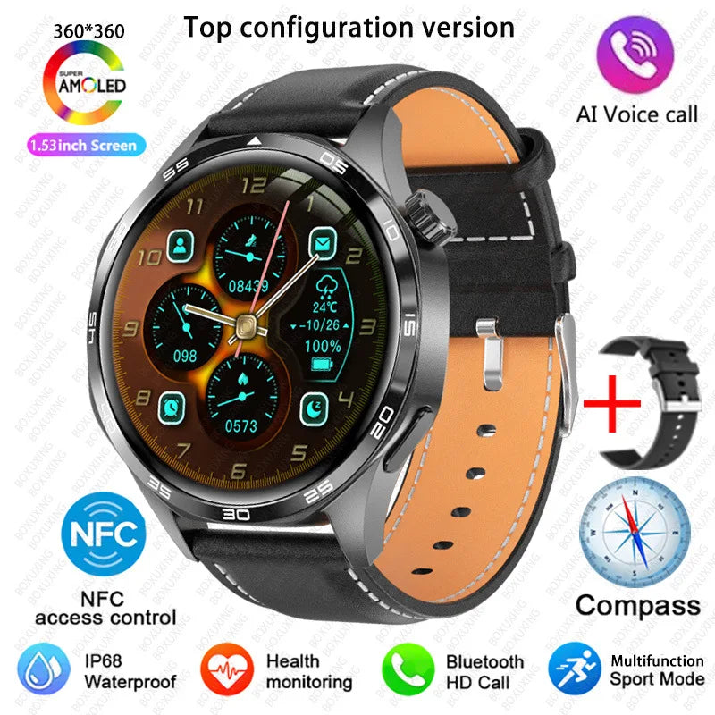 Para Huawei GT5 PRO Smart Watch Men Watch 4 Pro versão atualizada Tela AMOLED HD Bluetooth Chamada GPS NFC Frequência cardíaca SmartWatches