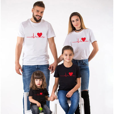 Conjuntos de roupas Love My Family, verão, mãe e filha, manga curta, roupas de família combinando, roupas de bebê, mãe, crianças, camiseta