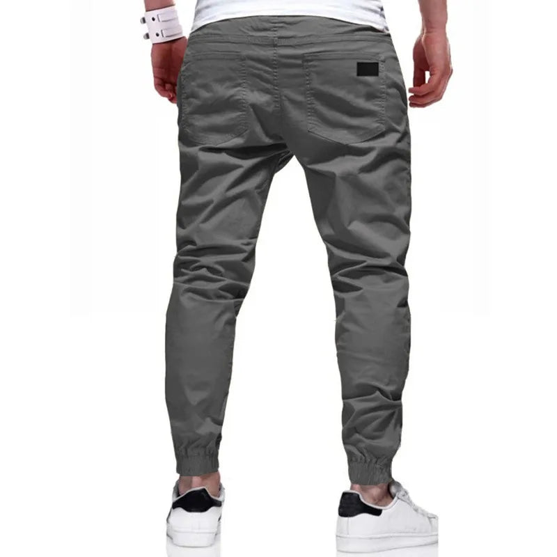Calça cargo longa masculina de cor sólida, nova coleção outono 2019, calça de moletom masculina de alta qualidade, calça esportiva branca casual, roupas de grife