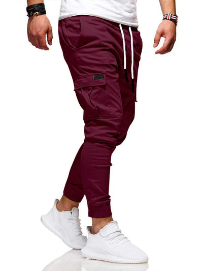 Calças esportivas com elástico, calças compridas casuais para corrida, calças de perna pequena, com cordão elástico, para outono e inverno