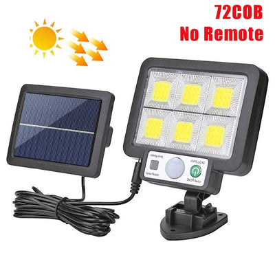 Luz solar dividida 106LED para áreas externas, à prova d'água, com sensor de movimento, holofote com controle remoto, 3 modos para pátio, garagem e quintal