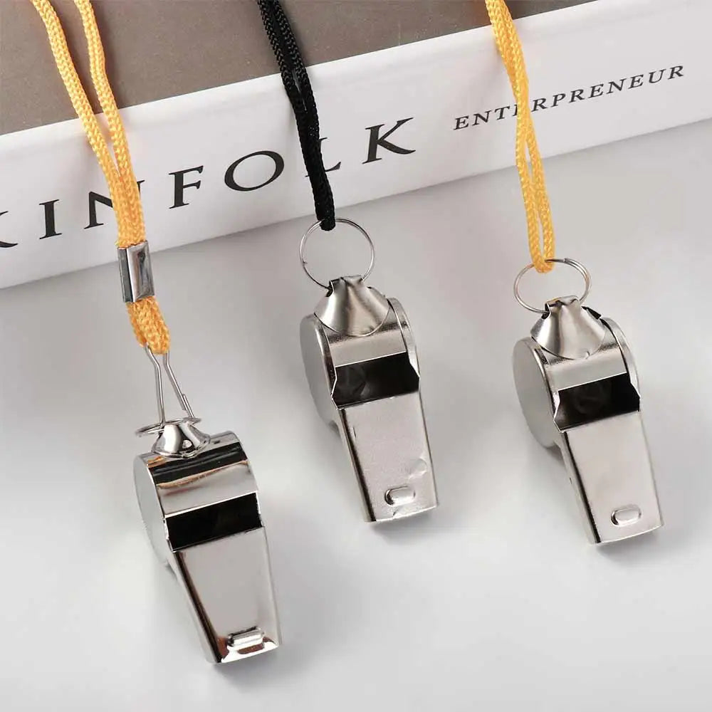 Apito de metal alto profissional com corda esportiva apito resistente ao desgaste apitos portáteis de aço inoxidável para árbitro