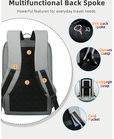 Mochila Heroic Knight para laptop de 14" Mochila fina masculina multifuncional para negócios, à prova d'água, com carregamento USB, mochila de viagem para trabalho