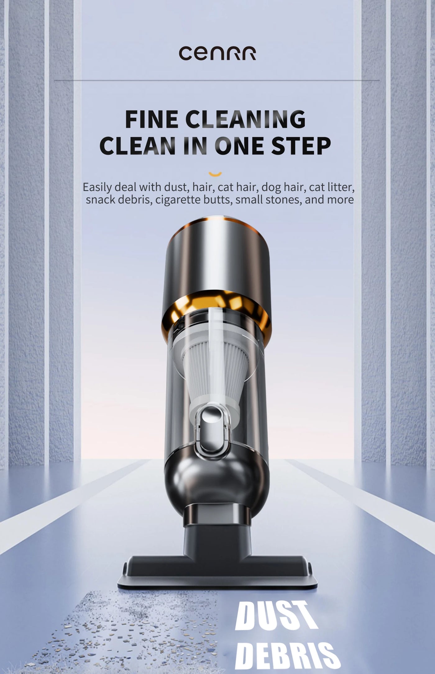 Aspirador de pó automotivo CENRR 998000PA com forte sucção, sem fio, portátil, máquina de limpeza