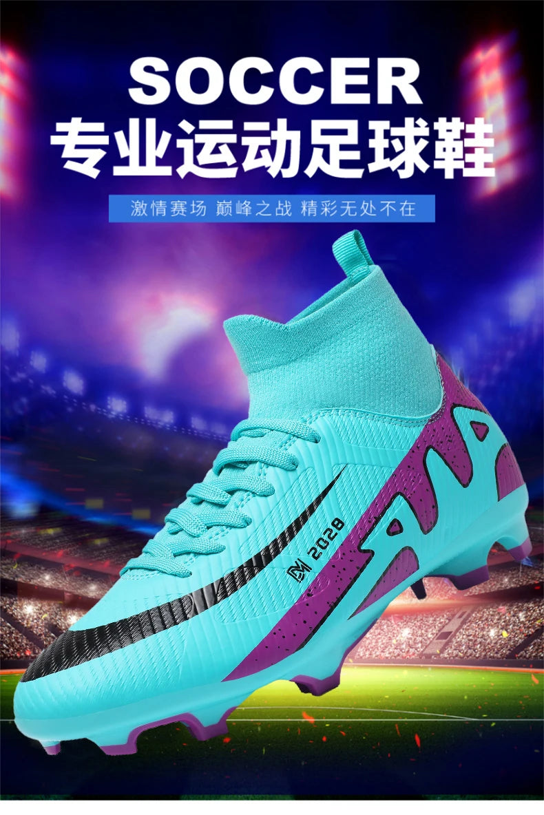 Novas chuteiras masculinas de futebol, chuteiras de futebol rápido, chuteiras de campo de futebol profissional, tênis originais para meninos de futsal TF/FG