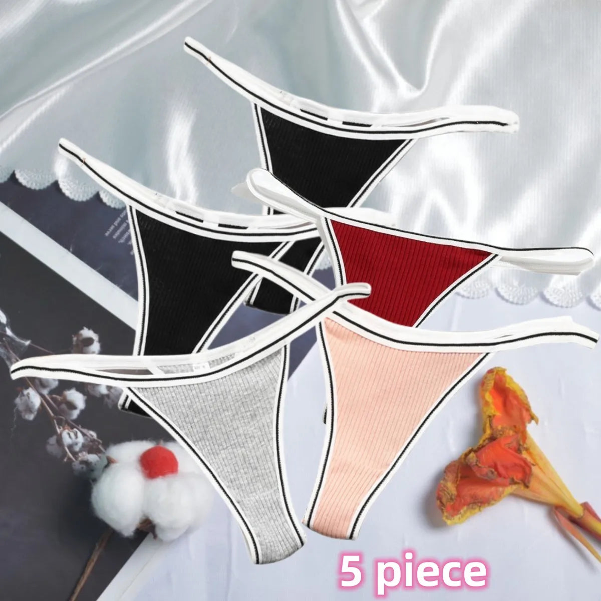 Calcinha feminina de algodão, fio dental sexy, sem costura, invisível, cintura baixa, confortável, cor sólida, fio dental