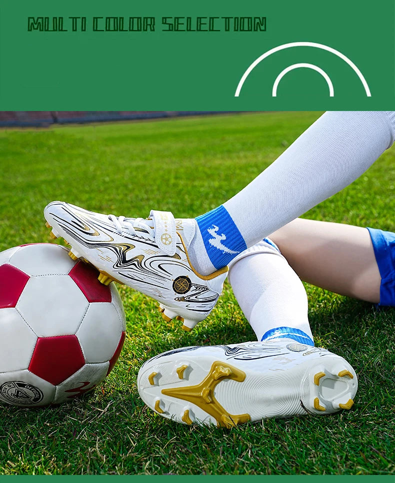 Marca de chuteiras infantis de futebol, chuteiras profissionais FG/TF para meninos e meninas, chuteiras de grama para futebol, calçados de treinamento de futsal ao ar livre