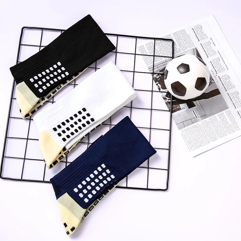 Meias de futebol antiderrapantes, meias profissionais de cano alto para ciclismo, respiráveis para ciclismo e corrida