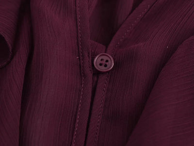 Camisas femininas elegantes, soltas, de manga comprida, em camadas, para escritório, vintage, com decote em V, translúcidas, com babados em camadas, verão 2025