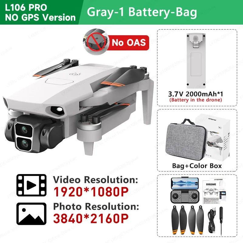 LYZRC L106 / L106MAX HD Câmera Dupla Comutação Motor Brushless RC Drone Dobrável Mini Wifi 2.4GHz 360° Helicóptero OAS Inteligente