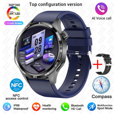 Para Huawei GT5 PRO Smart Watch Men Watch 4 Pro versão atualizada Tela AMOLED HD Bluetooth Chamada GPS NFC Frequência cardíaca SmartWatches