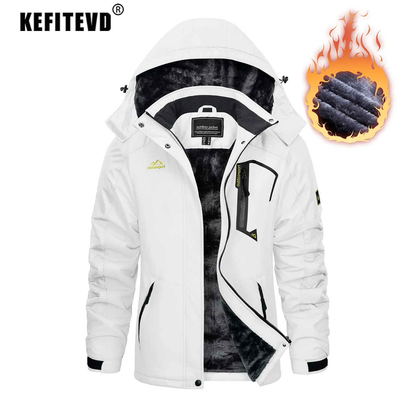Jaqueta feminina de inverno pesada para snowboard e esqui KEFITEVD, térmica, quente, para caminhadas, corta-vento, casual