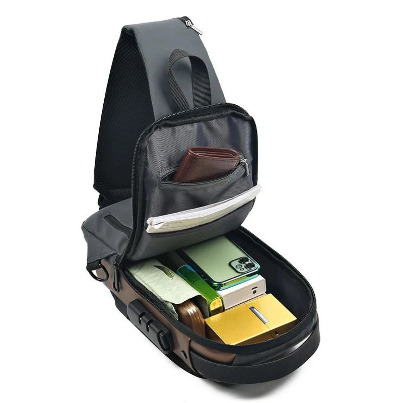 Geestock Bolsa transversal antifurto para mulheres e homens, multifuncional, com carregamento USB, bolsa de ombro, mensageiro, bolsa de viagem tipo tiracolo