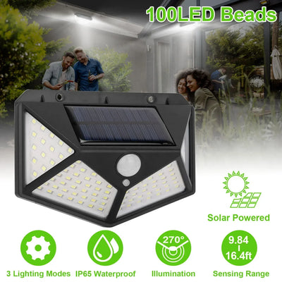 Lâmpada solar multifuncional para decoração de jardim externo, luz LED solar à prova d'água, holofote alimentado por luz solar com sensor de movimento
