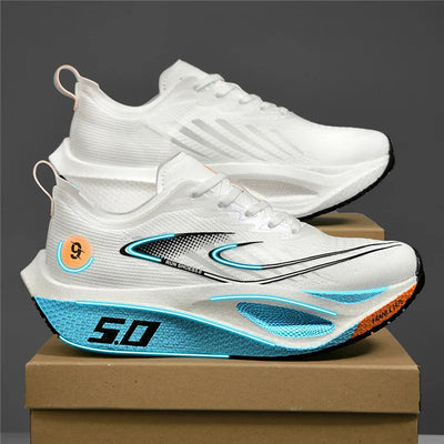 Calçados esportivos masculinos com amortecimento, antiderrapantes, planos, resistentes ao desgaste, tênis de corrida em malha respirável e plataforma macia para homens