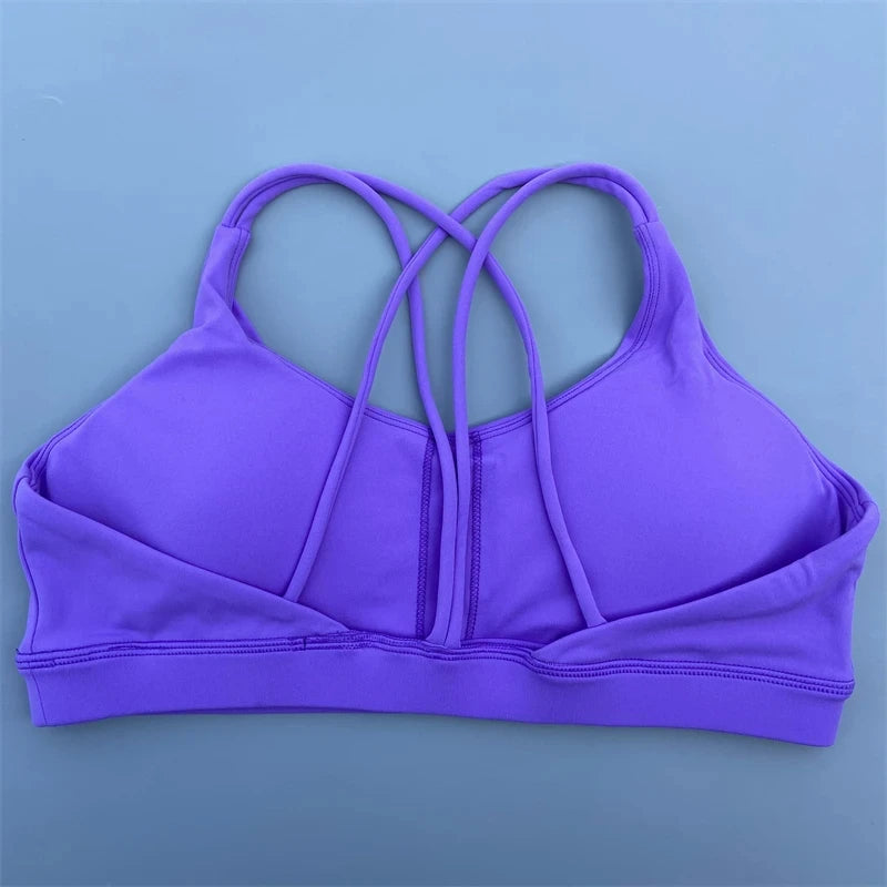 Sutiã fitness feminino de alta resistência e cor sólida, top esportivo justo, treinamento abrangente, academia, ioga, roupa íntima justa com bojo